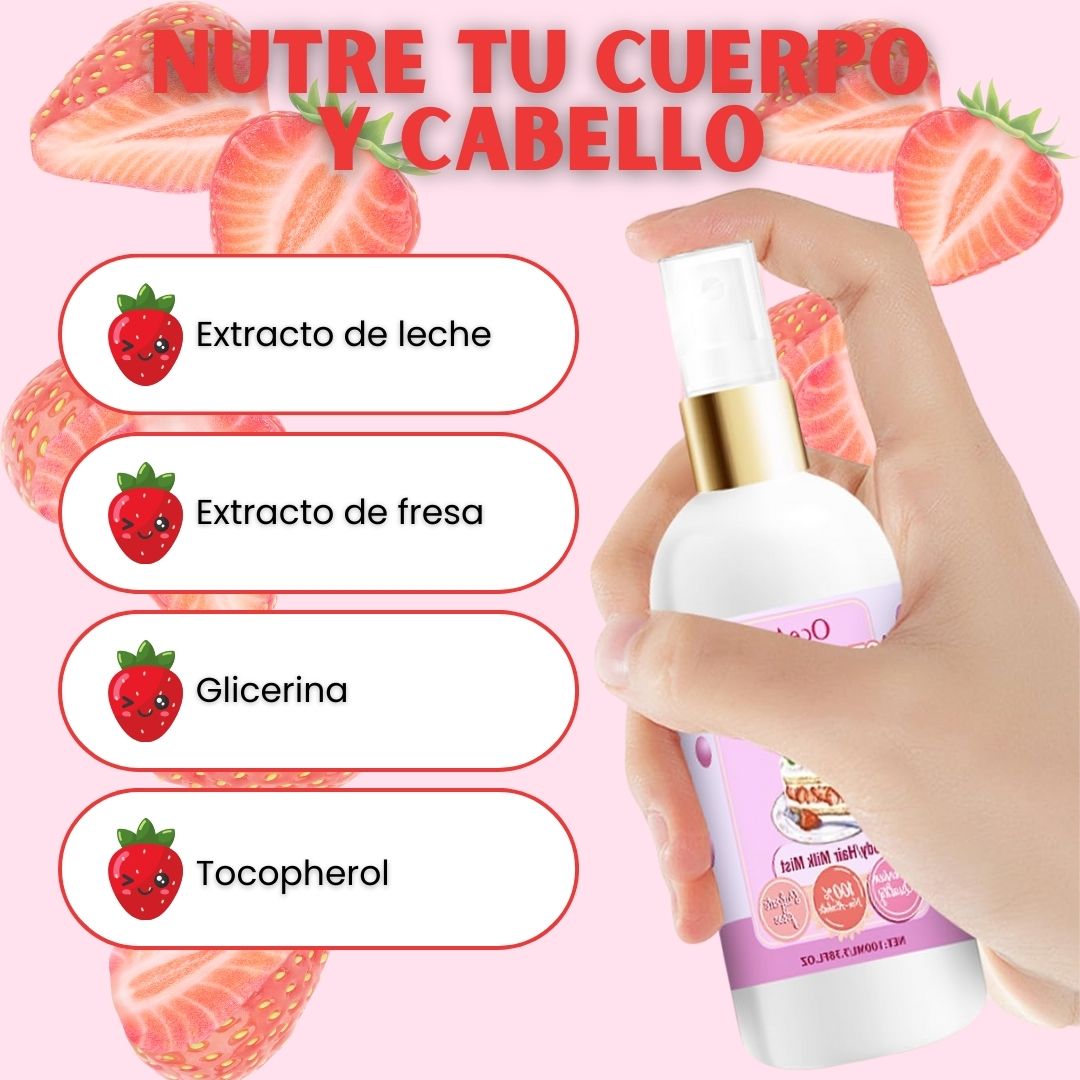 STRAWBERRY SHORTCAKE- SPRAY DE LECHE PARA EL CUERPO Y EL CABELLO