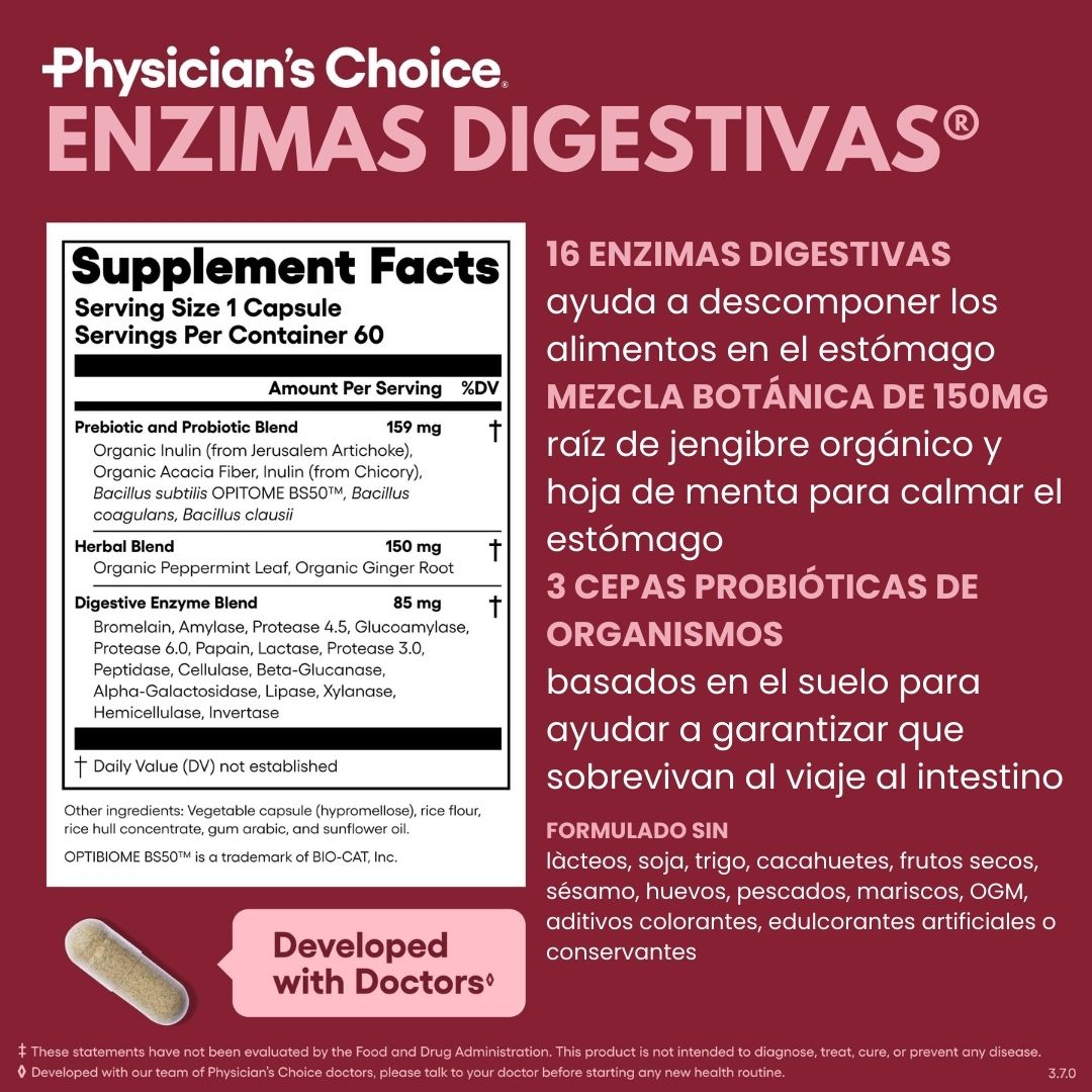 ENZIMAS DIGESTIVAS® PHYSICIANS CHOICE - 60 CÁPSULAS