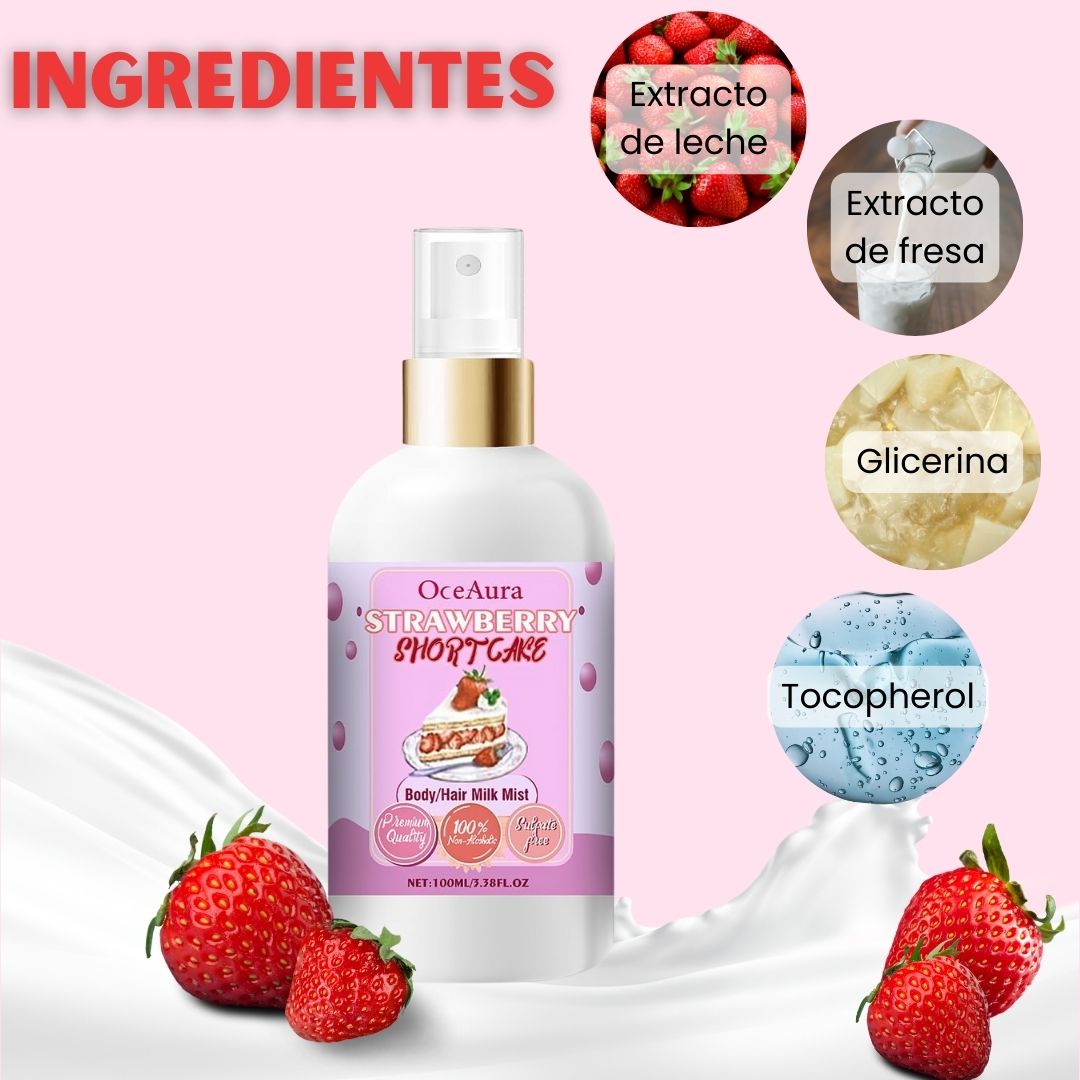 STRAWBERRY SHORTCAKE- SPRAY DE LECHE PARA EL CUERPO Y EL CABELLO
