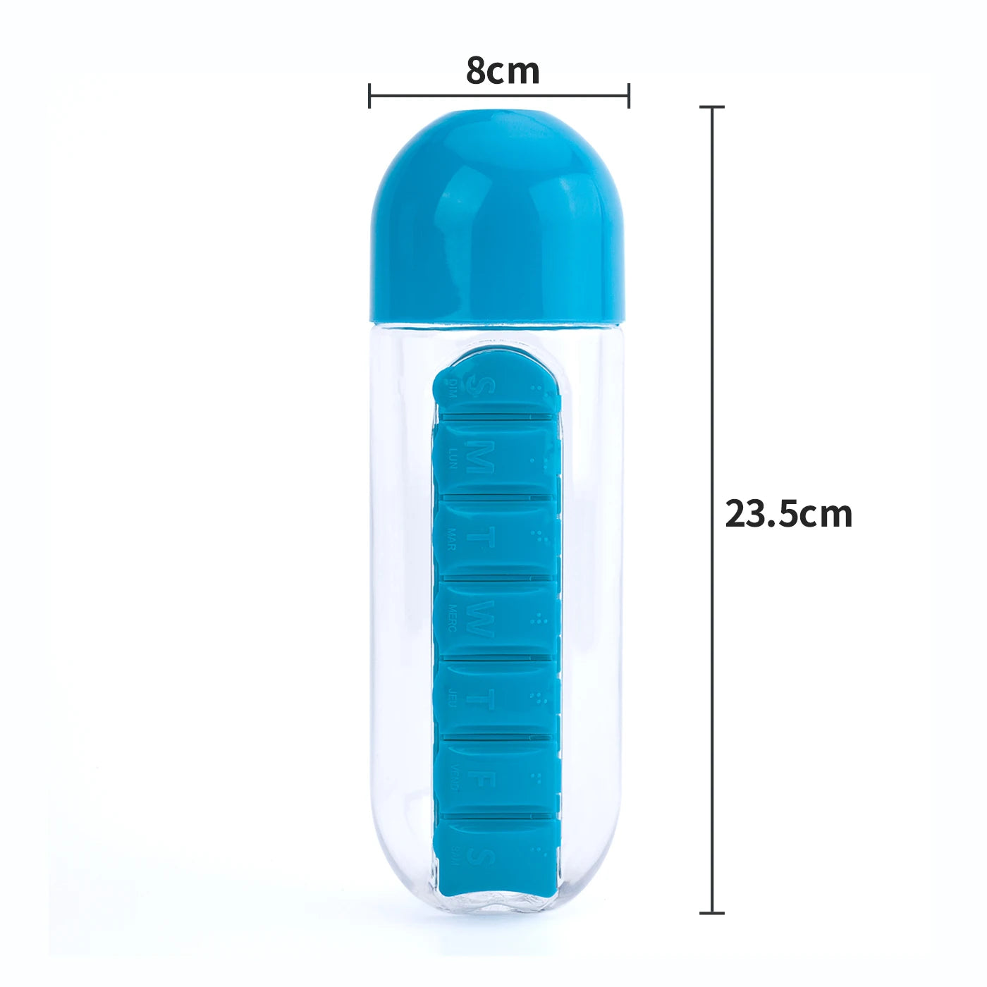 BOTELLA PASTILLERO 7 COMPARTIMENTOS