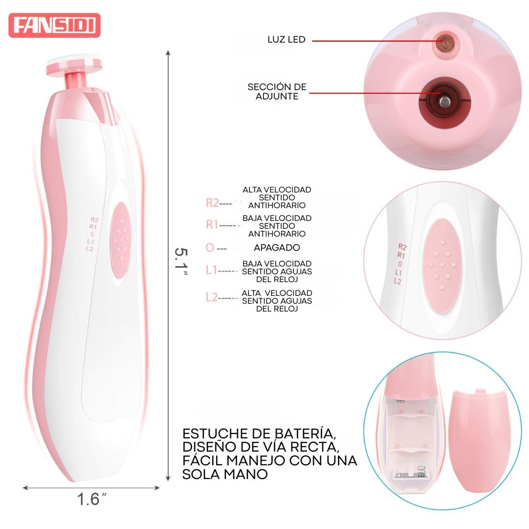 CORTA UÑAS ELÉCTRICO® DE BEBÉ + OBSEQUIO CEPILLO SILICONA BEBÉ