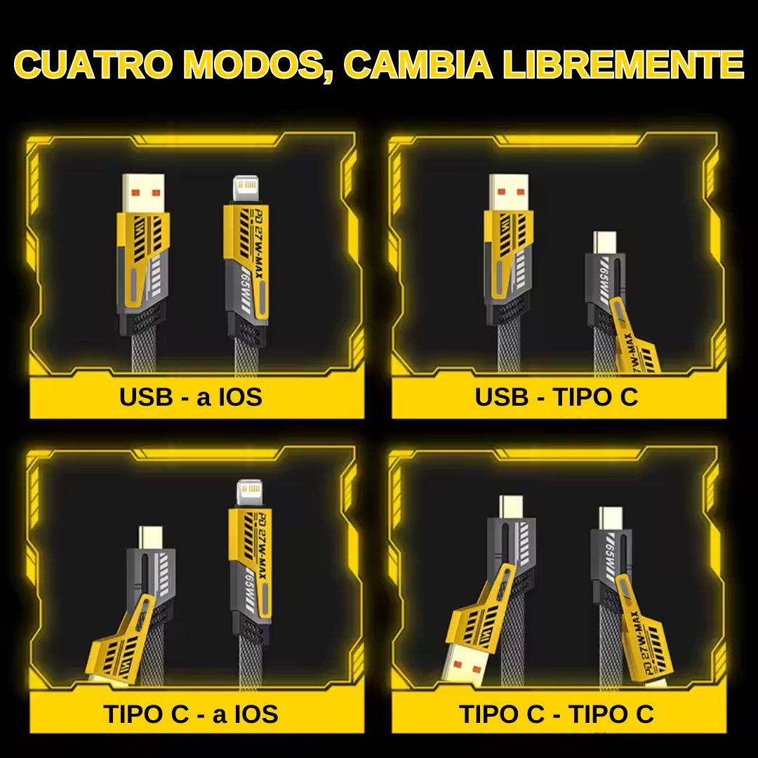 CABLE 4 EN 1® CON CARGA RÁPIDA PARA CELULAR MAGNÉTICO