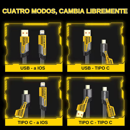 CABLE 4 EN 1® CON CARGA RÁPIDA PARA CELULAR MAGNÉTICO