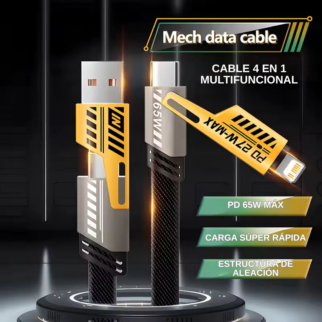 CABLE 4 EN 1® CON CARGA RÁPIDA PARA CELULAR MAGNÉTICO