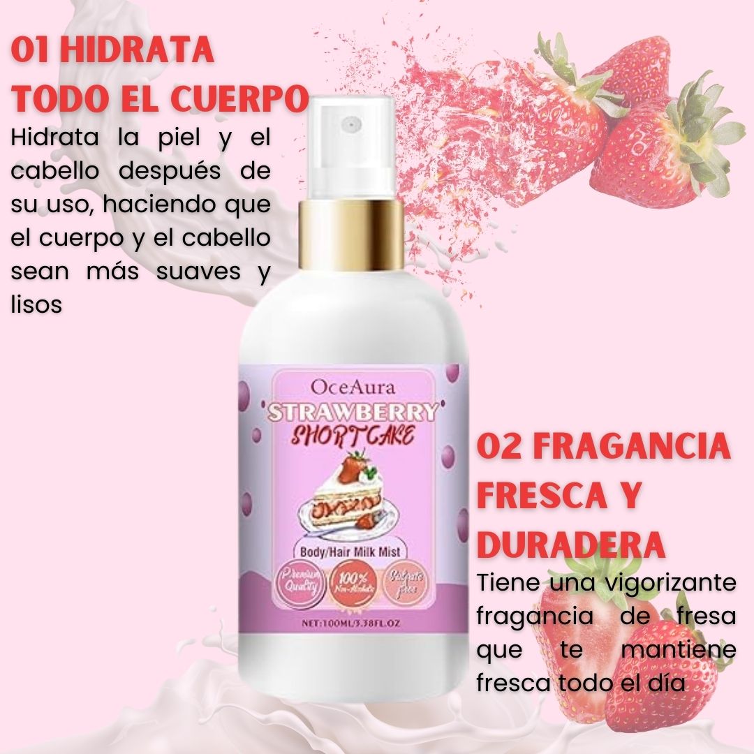 STRAWBERRY SHORTCAKE- SPRAY DE LECHE PARA EL CUERPO Y EL CABELLO