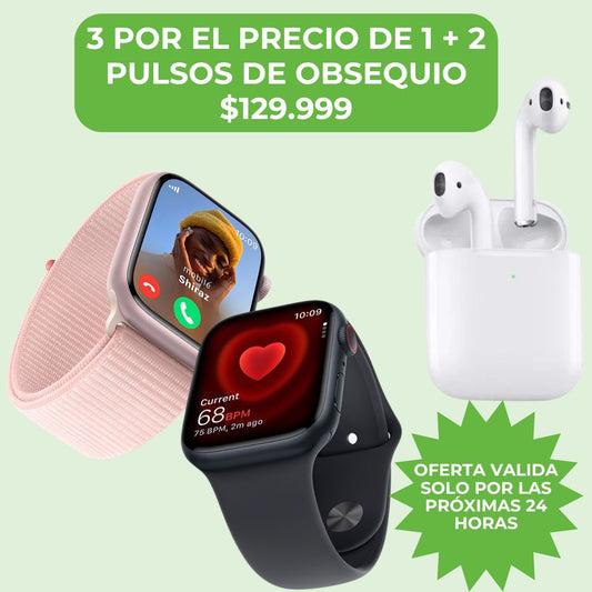 RELOJ INTELIGENTE PRO TITANIUM + AUDIFONOS i12 + 2 PULSOS DE OBSEQUIO